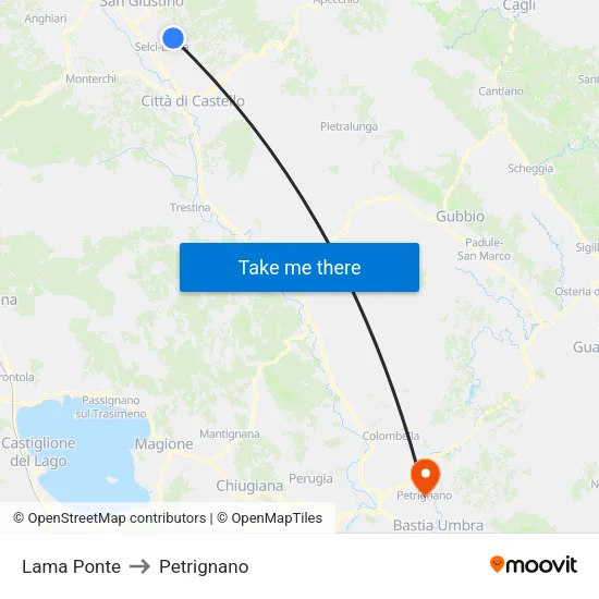 Lama Bridge to Petrignano map