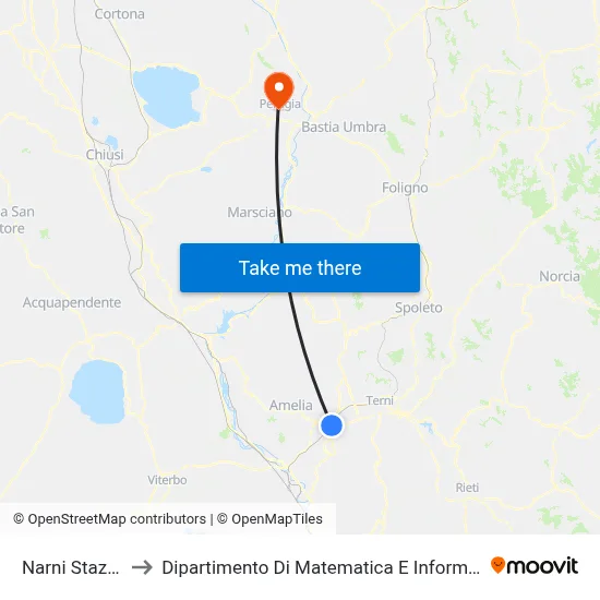 Narni Railway Station to Department of Mathematics and Computer Science map