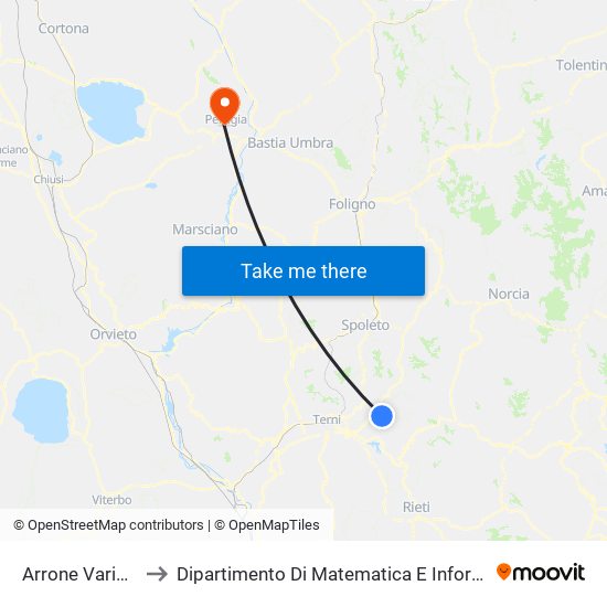 Arrone Variante to Dipartimento Di Matematica E Informatica map