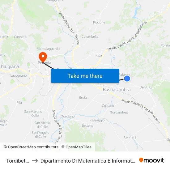 Tordibetto to Department of Mathematics and Computer Science map