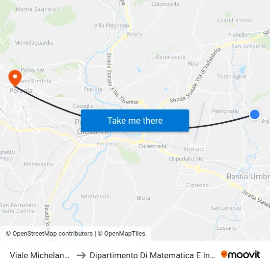 Viale Michelangelo 6 to Dipartimento Di Matematica E Informatica map