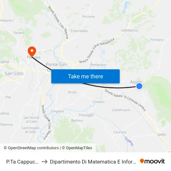 P.Ta Cappuccini to Dipartimento Di Matematica E Informatica map