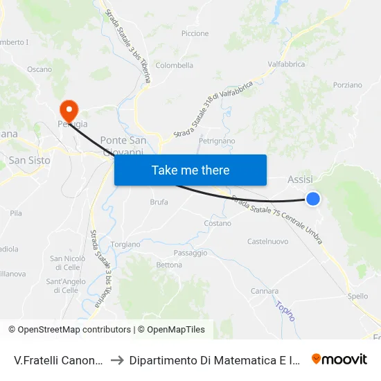 V.Fratelli Canonichetti to Dipartimento Di Matematica E Informatica map