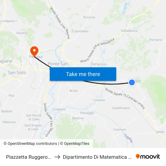 Piazzetta Ruggero Bonghi 1 to Dipartimento Di Matematica E Informatica map