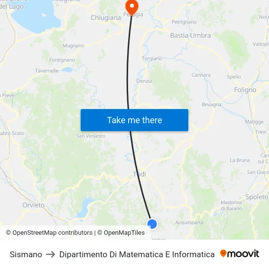 Sismano to Dipartimento Di Matematica E Informatica map