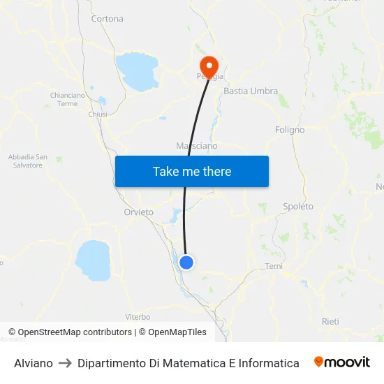 Alviano to Dipartimento Di Matematica E Informatica map