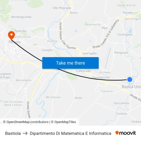 Bastiola to Dipartimento Di Matematica E Informatica map