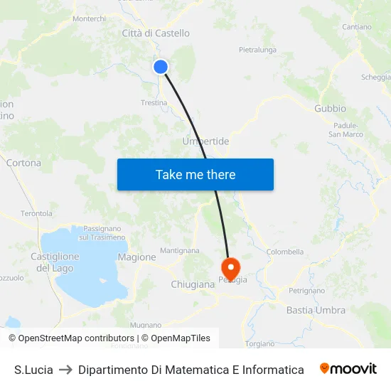 S.Lucia to Dipartimento Di Matematica E Informatica map