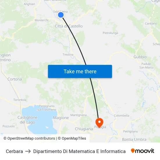 Cerbara to Department of Mathematics and Computer Science map