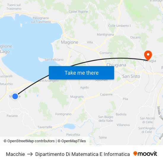 Macchie to Dipartimento Di Matematica E Informatica map