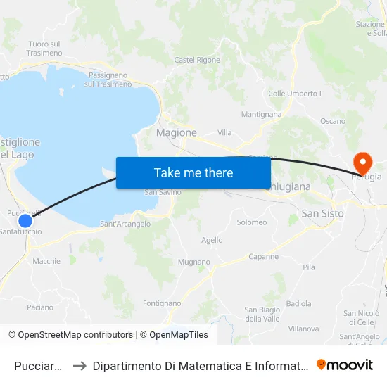 Pucciarelli to Dipartimento Di Matematica E Informatica map