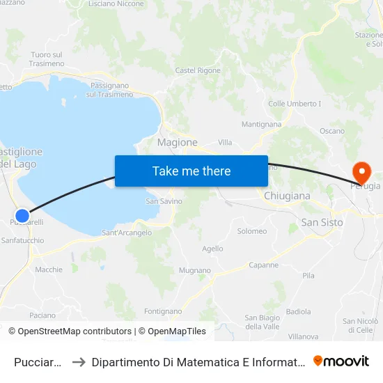 Pucciarelli to Dipartimento Di Matematica E Informatica map