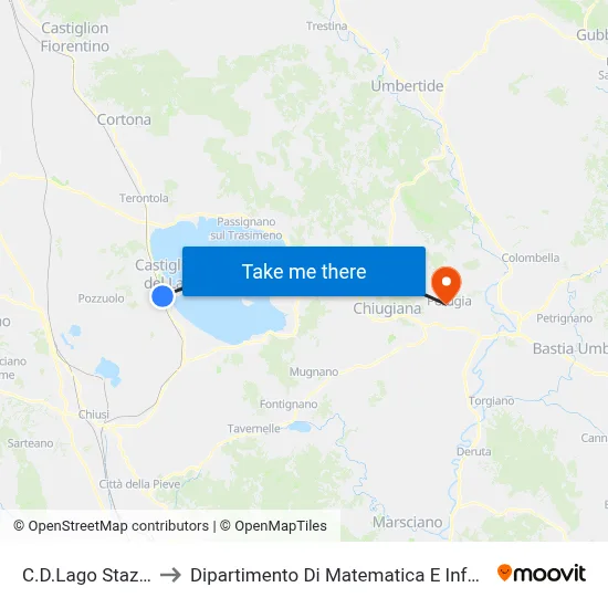 Castiglione del Lago Station to Department of Mathematics and Computer Science map