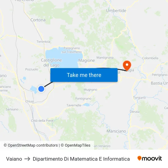 Vaiano to Dipartimento Di Matematica E Informatica map
