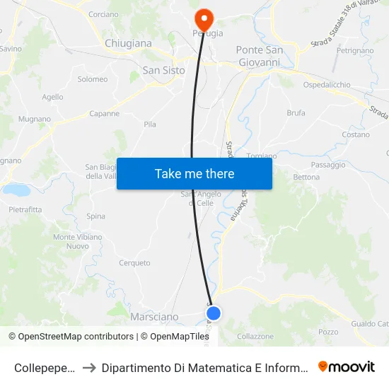 Collepepe B. to Dipartimento Di Matematica E Informatica map
