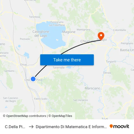C.Della Pieve to Dipartimento Di Matematica E Informatica map