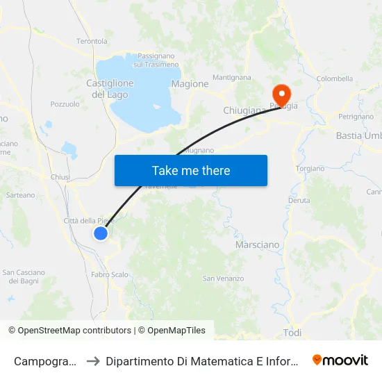Campogrande to Dipartimento Di Matematica E Informatica map