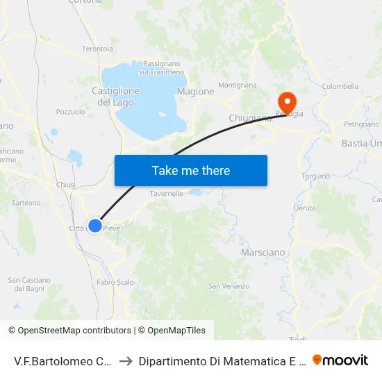 Via F. Bartolomeo Citta della Pieve to Department of Mathematics and Computer Science map