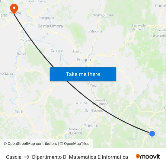 Cascia to Dipartimento Di Matematica E Informatica map