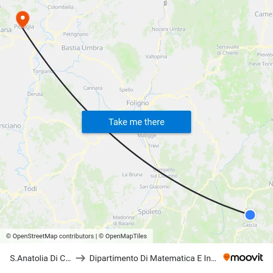 S.Anatolia Di Cascia to Dipartimento Di Matematica E Informatica map