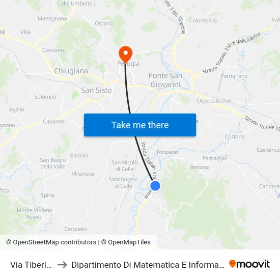 Tiberina Street to Department of Mathematics and Computer Science map