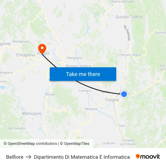 Belfiore to Department of Mathematics and Computer Science map