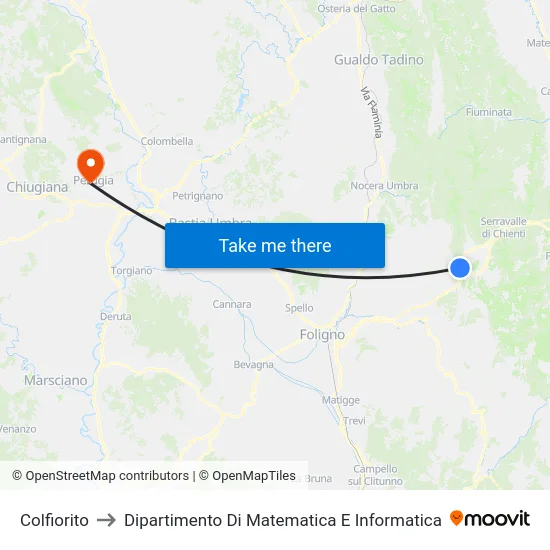 Colfiorito to Dipartimento Di Matematica E Informatica map