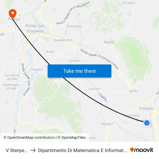 V Sterpete to Dipartimento Di Matematica E Informatica map