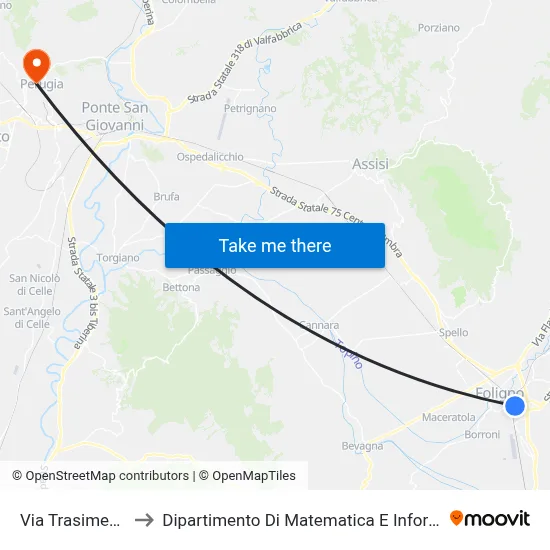 Via Trasimeno 2 to Department of Mathematics and Computer Science map