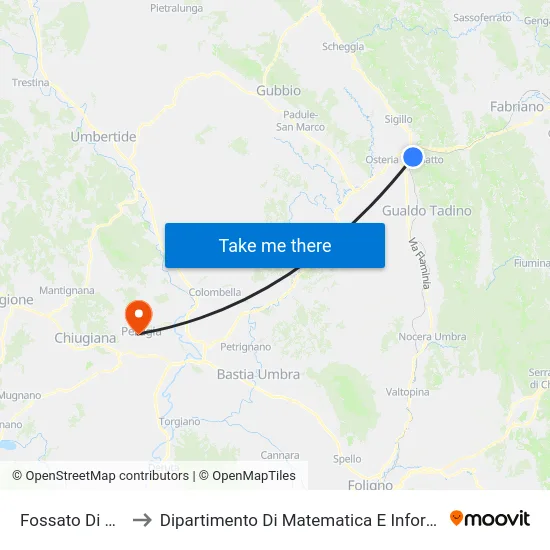 Fossato Di Vico to Dipartimento Di Matematica E Informatica map