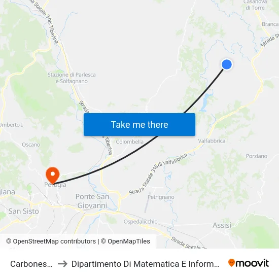 Carbonesca to Dipartimento Di Matematica E Informatica map