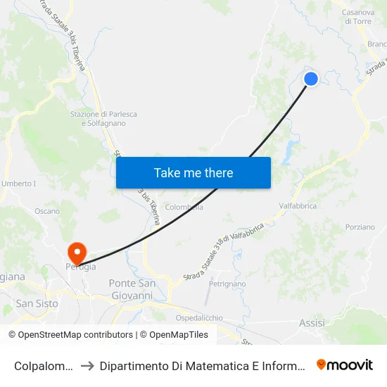 Colpalombo to Dipartimento Di Matematica E Informatica map