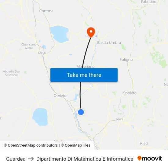 Guardea to Dipartimento Di Matematica E Informatica map