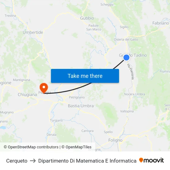 Cerqueto to Dipartimento Di Matematica E Informatica map