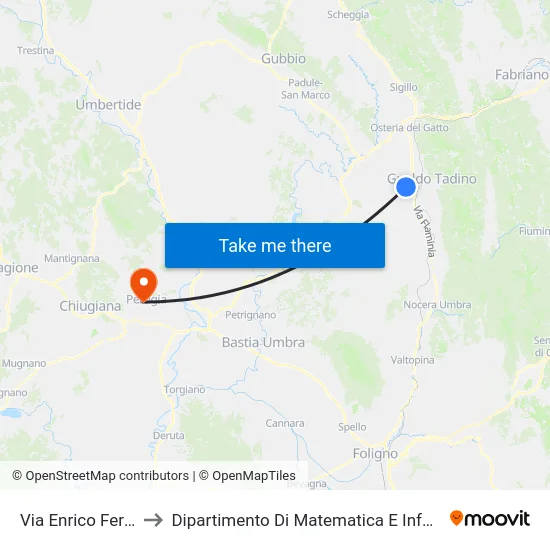 Via Enrico Fermi 2 to Dipartimento Di Matematica E Informatica map