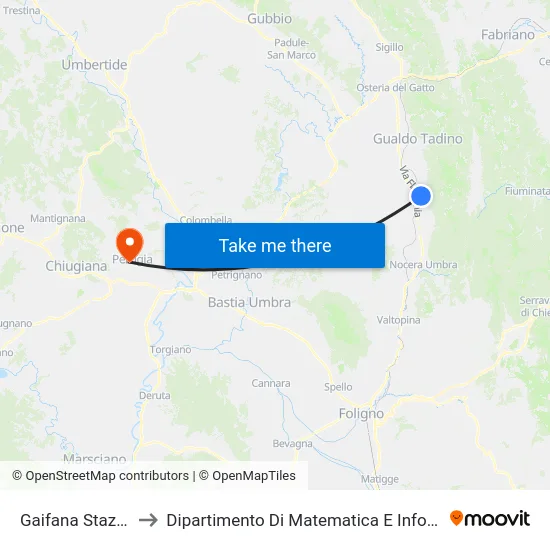 Gaifana Stazione to Dipartimento Di Matematica E Informatica map