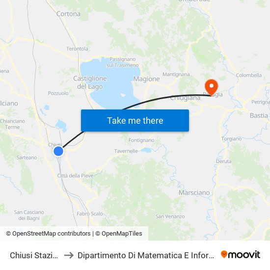 Chiusi Stazione to Dipartimento Di Matematica E Informatica map