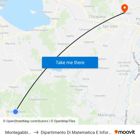 Montegabbione to Dipartimento Di Matematica E Informatica map