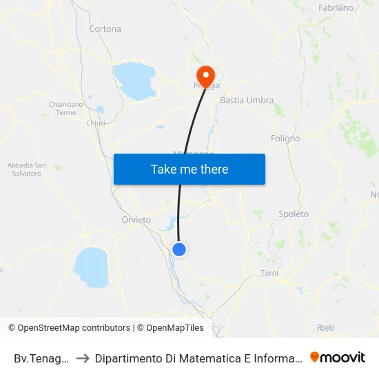 Bv.Tenaglie to Dipartimento Di Matematica E Informatica map