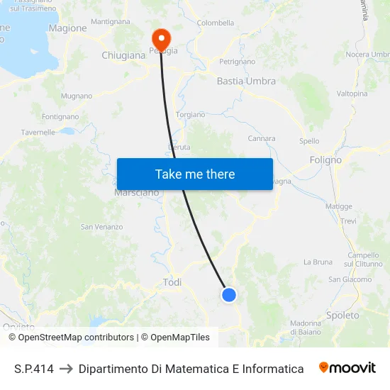 S.P.414 to Dipartimento Di Matematica E Informatica map