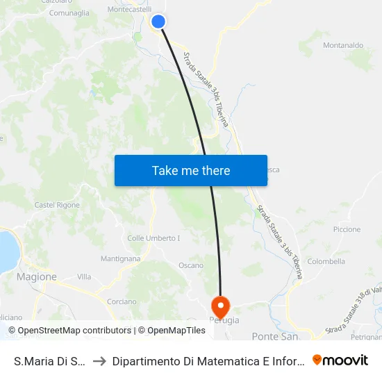 S.Maria Di Sette to Dipartimento Di Matematica E Informatica map