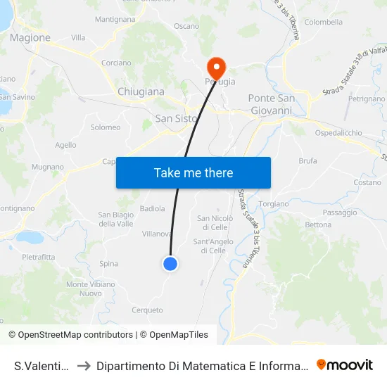 S.Valentino to Dipartimento Di Matematica E Informatica map