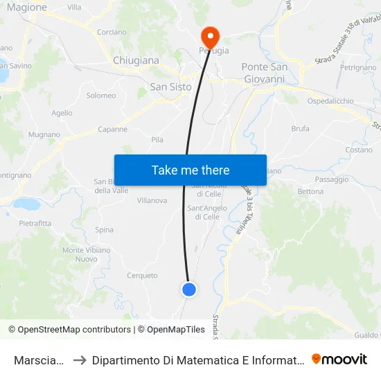 Marsciano to Dipartimento Di Matematica E Informatica map