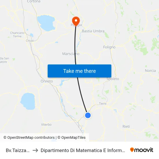 Taizzano Junction to Department of Mathematics and Computer Science map