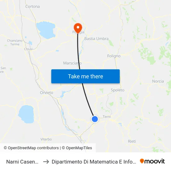 Narni Casenuove to Dipartimento Di Matematica E Informatica map