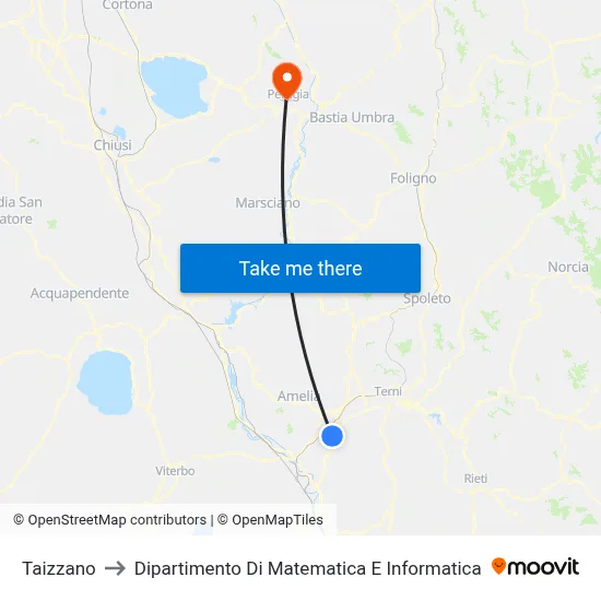 Taizzano to Department of Mathematics and Computer Science map