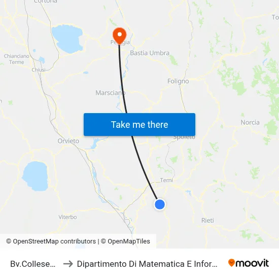 Bv.Collesecco to Dipartimento Di Matematica E Informatica map