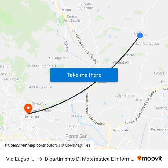 Via Eugubina to Dipartimento Di Matematica E Informatica map