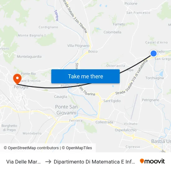 Via Delle Marmore to Dipartimento Di Matematica E Informatica map