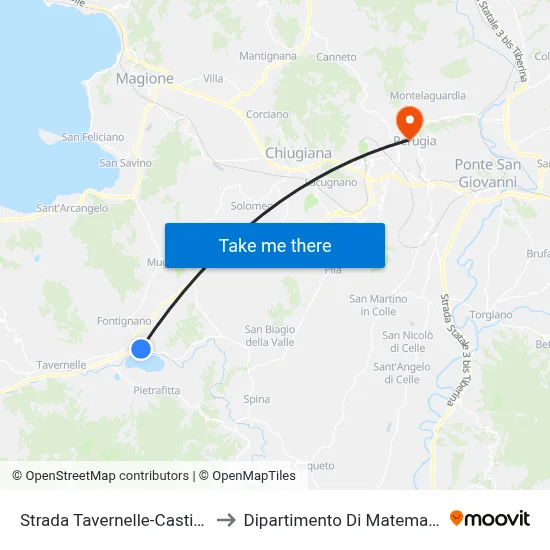 Tavernelle-Castiglione Della Valle Road to Department of Mathematics and Computer Science map